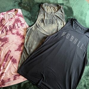 NOBULL Women's Tank Top lot - Tie-Dye Pink, Olive, Black